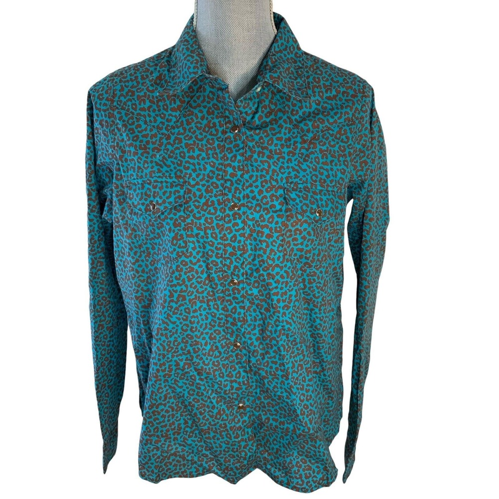 Wrangler Blue and Brown Leopard Print Blouse